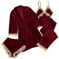 thumbnail image 2 of Mifsaly 4 Piece Pajama Sets Women Lace Patchwork Homewear Sleepwear Robe & Tank Top & Sleep Shorts & Long Pants Soft Valentine Pjs Spring Summer Matching Outfits 2026 M, 2 of 4