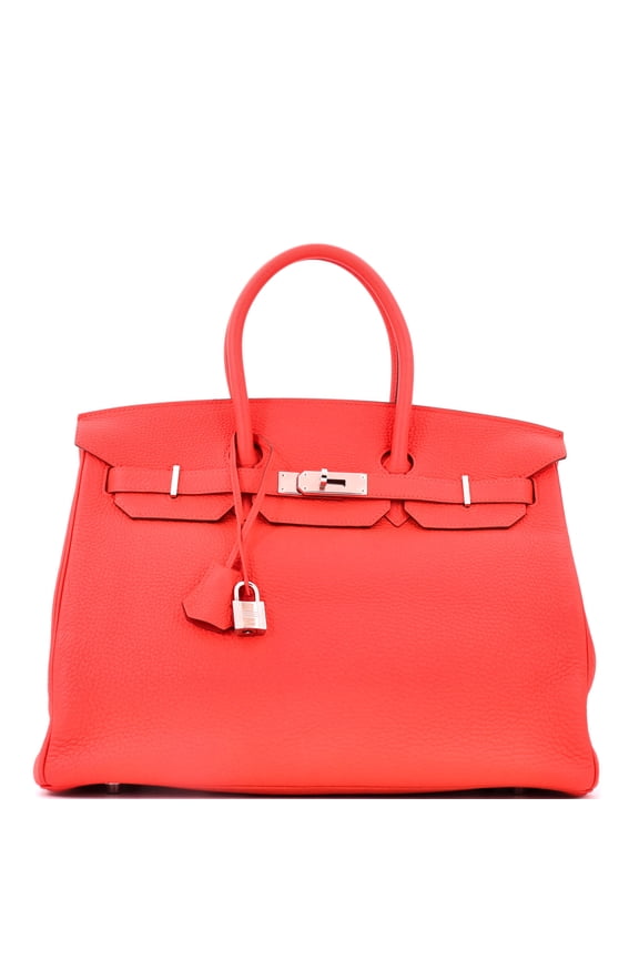 Pre-Owned Birkin Handbag Capucine Togo with Palladium Hardware 35 By Rebag