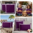 thumbnail image 5 of Dark Purple Greek Key Outdoor Waterproof Pillow Covers, Geometric Greece Ancient Farmhouse Geo Decorative Square Throw Pillowcase Sofa Cushion Sham for Patio/Couch/Chair, 18"x18" 2 Pack, 5 of 8