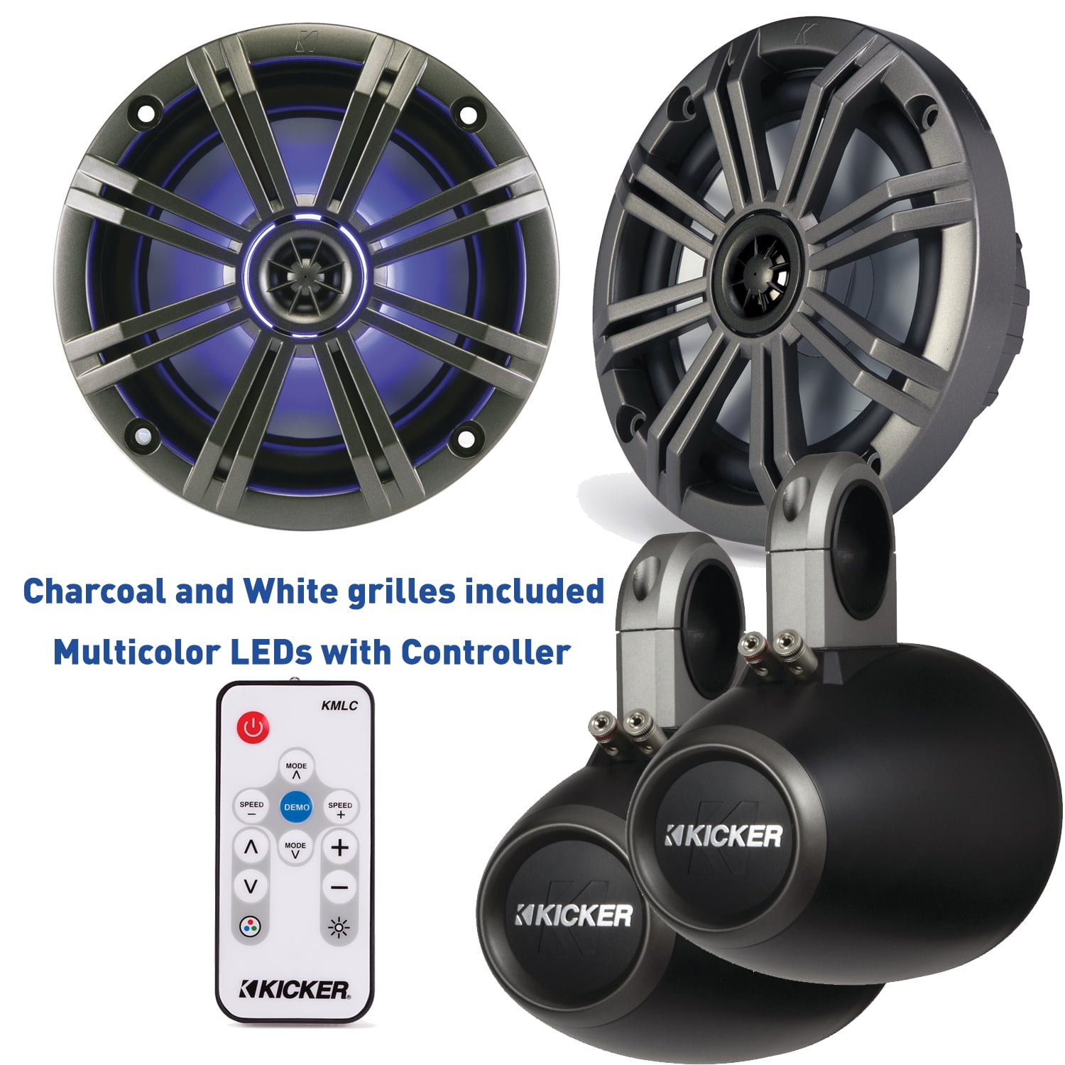 Kicker KMSeries Marine Speaker & Dual Wake Tower Bundle