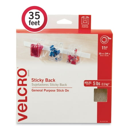 

Sticky-Back Fasteners Removable Adhesive 0.75 X 35 Ft White | Bundle of 5 Each