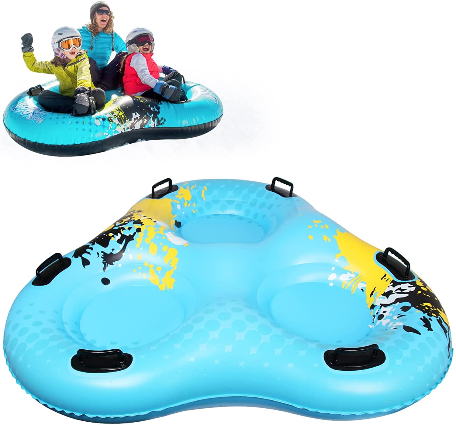 Wodesid Inflatable Snow Tube 3 Persons Snow Sled for Kids/Adults Heavy