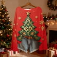 thumbnail image 4 of Uootdi Christmas Sweaters for Women Vintage Christmas Tree Xmas Print Long Sleeve Knit Sweaters Holiday Pullover Artful Cozy Sweaters Gift, 4 of 7