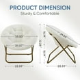 thumbnail image 3 of TINKLE WELL Cozy Saucer Chair, Foldable Lounge Faux Fur Seat for Home & Camping, Soft Padded Cushion with Metal Frame, White, 3 of 7