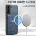 thumbnail image 2 of Compatible with Samsung Galaxy S22 Plus Magnetic Case, Classic Premium PU Leather TPU Hybrid MagSafe Ultra Slim Protective Skin Friendly Shockproof Case Cover for Samsung Galaxy S22 Plus, Blue, 2 of 7