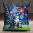 thumbnail image 2 of Happy New Year American Shorthair Family Cheer Winter Midnight Firework Pillowcase Double Sided Cat Lover Kitten Owner Gifts Pillow Case Covers - 02025, 2 of 3