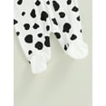 thumbnail image 6 of Bagilaanoe Newborn Baby Girl Autumn Hooded Jumpsuits Cow Print Long Sleeve Footed Bodysuit 3M 6M 12M 18M Infant Footed One Piece Romper, 6 of 7
