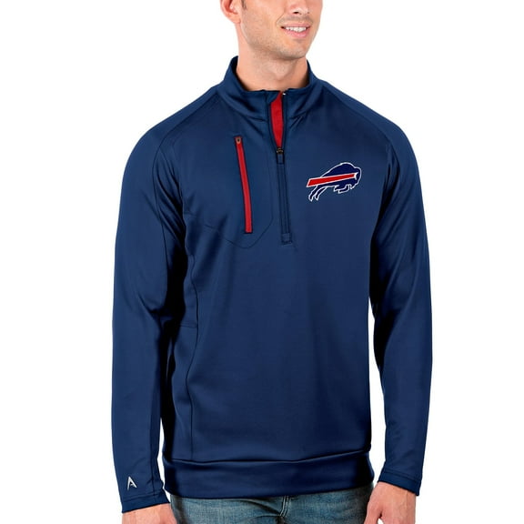 Men's Antigua Royal/Red Buffalo Bills Generation Quarter-Zip Pullover Jacket