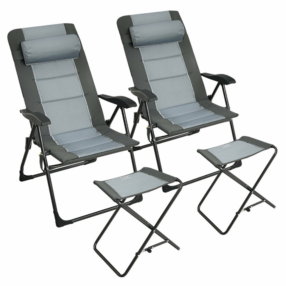 Aimee Lii Set of 2 Patio Folding Dining Chair with Ottoman Set Recliner Adjustable, Outdoor Patio Furniture, Gray Aimee Lii Set of 2 Patio Folding Dining Chair with Ottoman Set Recliner Adjustable, Outdoor Patio Furniture, Gray