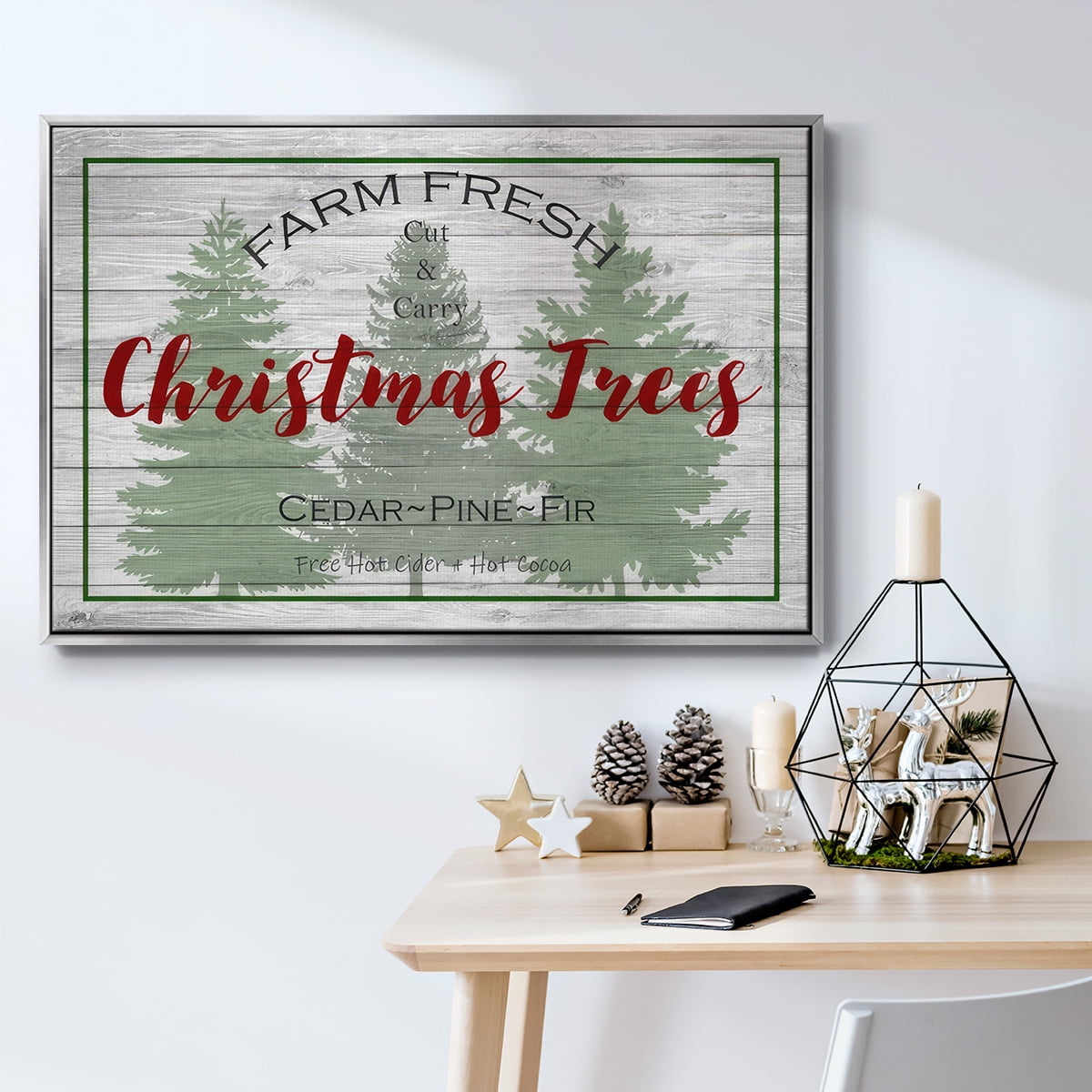Farm Fresh - Framed Gallery Wrapped Holiday Canvas - 25 x 37 - Silver Frame