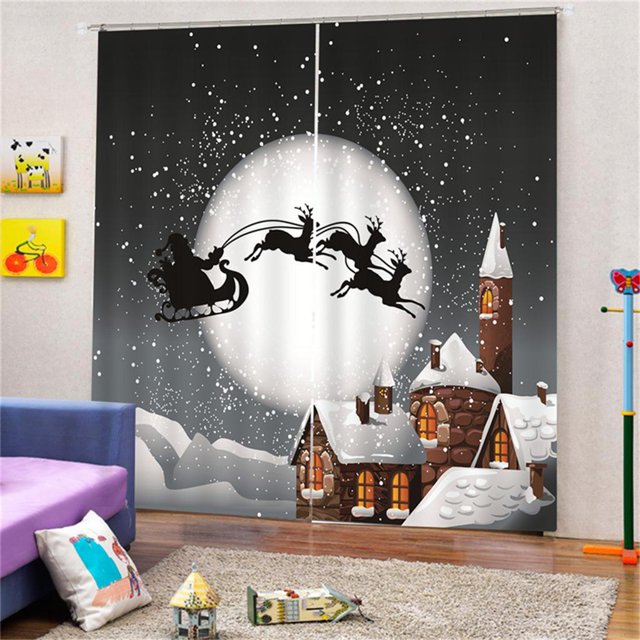 2 piezas de cortinas para tratamientos de ventana, accesorios , moderno, impreso, árbol de Navidad, duradero 8 BLESIY Cortina de Navidad