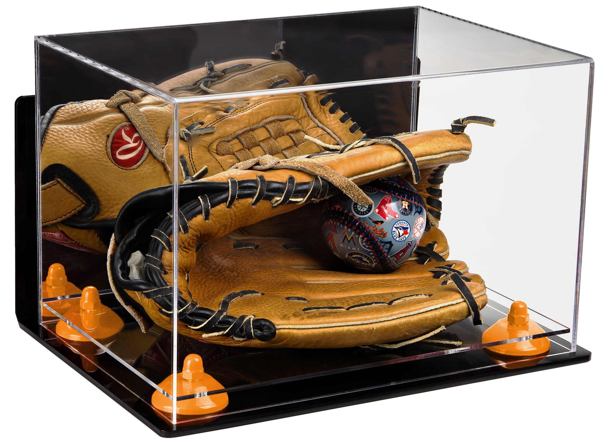 Deluxe Acrylic Baseball Glove Display Case with Mirror, Wall Mount
