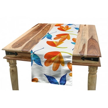 Flower Table Runner, Pastel Blossom Leaf Summer Petals Flourishing Shabby Vibrant, Dining Room Kitchen Rectangular Runner, 3 Sizes, by Ambesonne