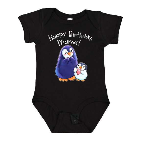 Inktastic Happy Birthday, Mama- Cute Penguins Boys or Girls Baby Bodysuit