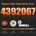 thumbnail image 2 of 4392067 Dryer Repair Kit and W10837240 Dryer Idler Pulley Fit for Whirlpool Maytag Admiral Kenmore Dryer - Bravos Dryer parts and Duet Dryer Parts, 2 of 7