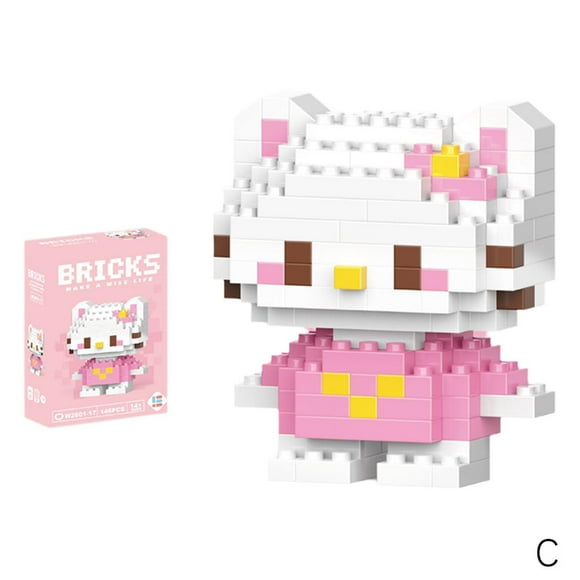 KT Pink Cat Compatible with Lego Micro Particle Building Blocks Cartoon Doll Children's Educational Assembly Small Toys Stall Pendant Gift Wholesale