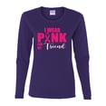 thumbnail image 2 of I Wear Pink for My Friends Survivor Awareness Womens Graphic Long Sleeve T-Shirt, Purple, Medium, 2 of 3