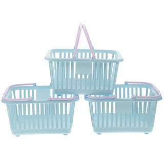 4 Pack Plastic Storage Baskets with Handles, Small Bathroom Organizing Bins  for Shelves and Laundry, 4 Colors, 11.5x5x5 inches