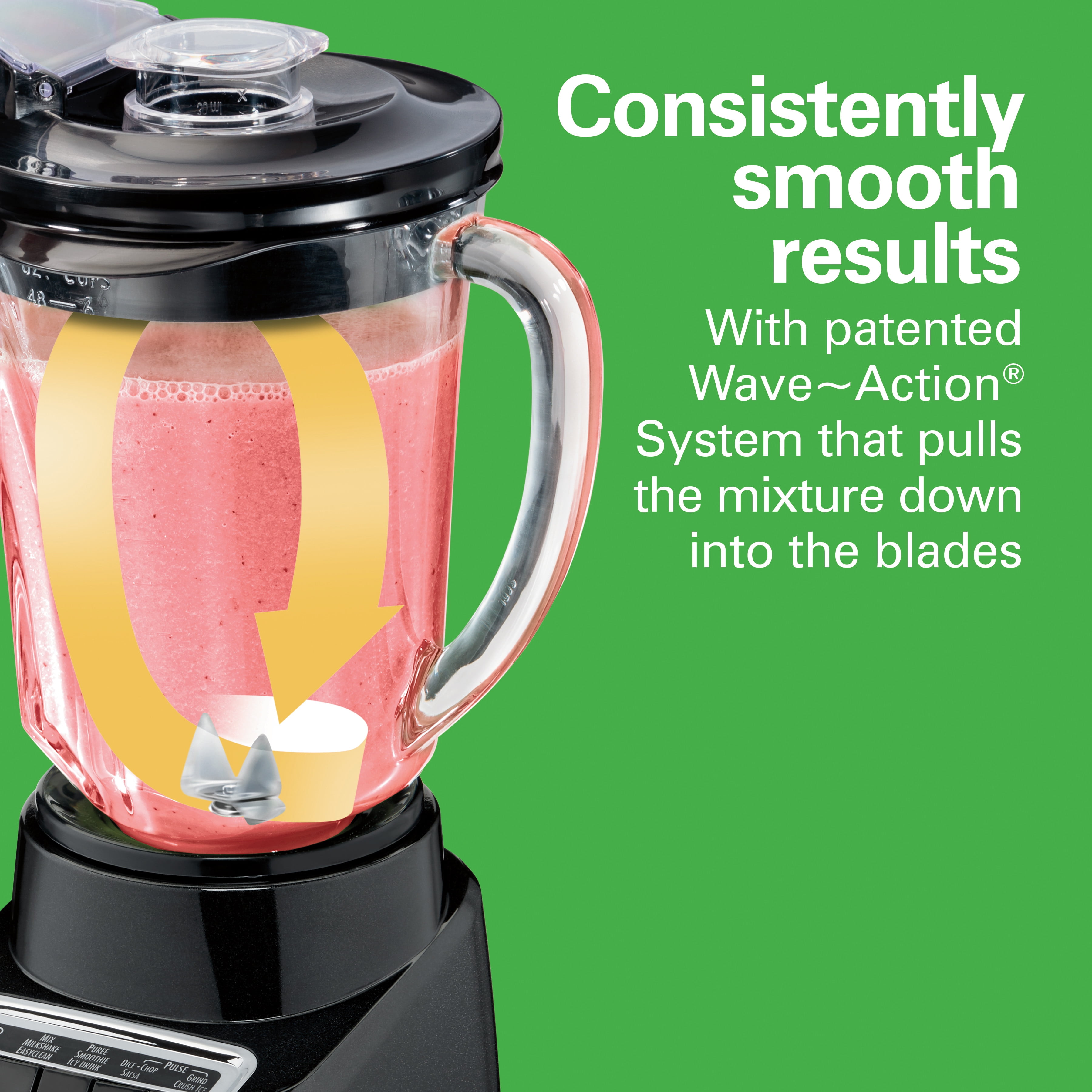 Hamilton Beach Wave Action Quiet Blender, 48 oz. Glass Jar, 12 Blending Functions, Black, New, 53530f