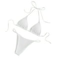 thumbnail image 4 of Micro Bikinis for Women Halter Swimsuit Cutout String Tie Drawstring High Cut Bathing Suit, 4 of 6