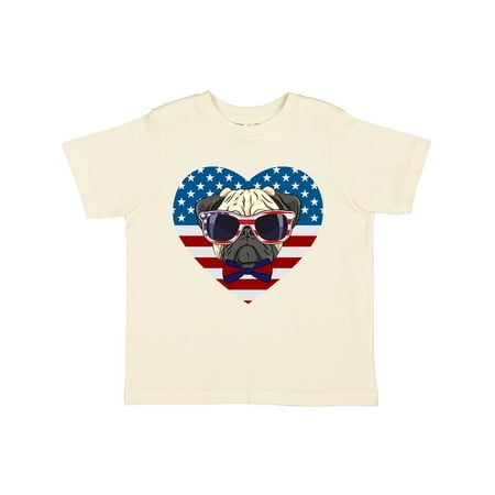 

Inktastic Pug Dog Patriotic US Flag Heart Gift Toddler Boy or Toddler Girl T-Shirt
