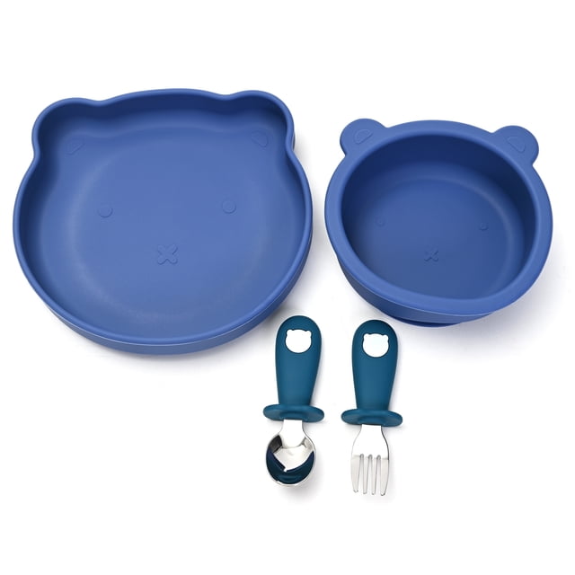 Vajilla para Bebé con 2 Platos y Cubiertos en Acero Inoxidable