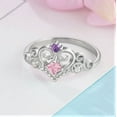 thumbnail image 3 of Bellitia Jewelry 925 Sterling Silver Heart Shaped Princess Crown Ring with Pink Cubic Zirconia for Women, Wedding Engagement Promise Rings Set for Her, 3 of 6