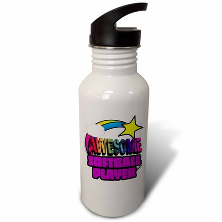 

Shooting Star Rainbow Awesome Softball Player 21 oz Sports Water Bottle wb-201411-1