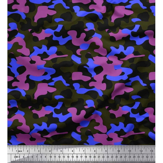 Soimoi Georgette Viscose Fabric Two Tone Camouflage Printed Fabric 1 Yard 42 Inch Wide