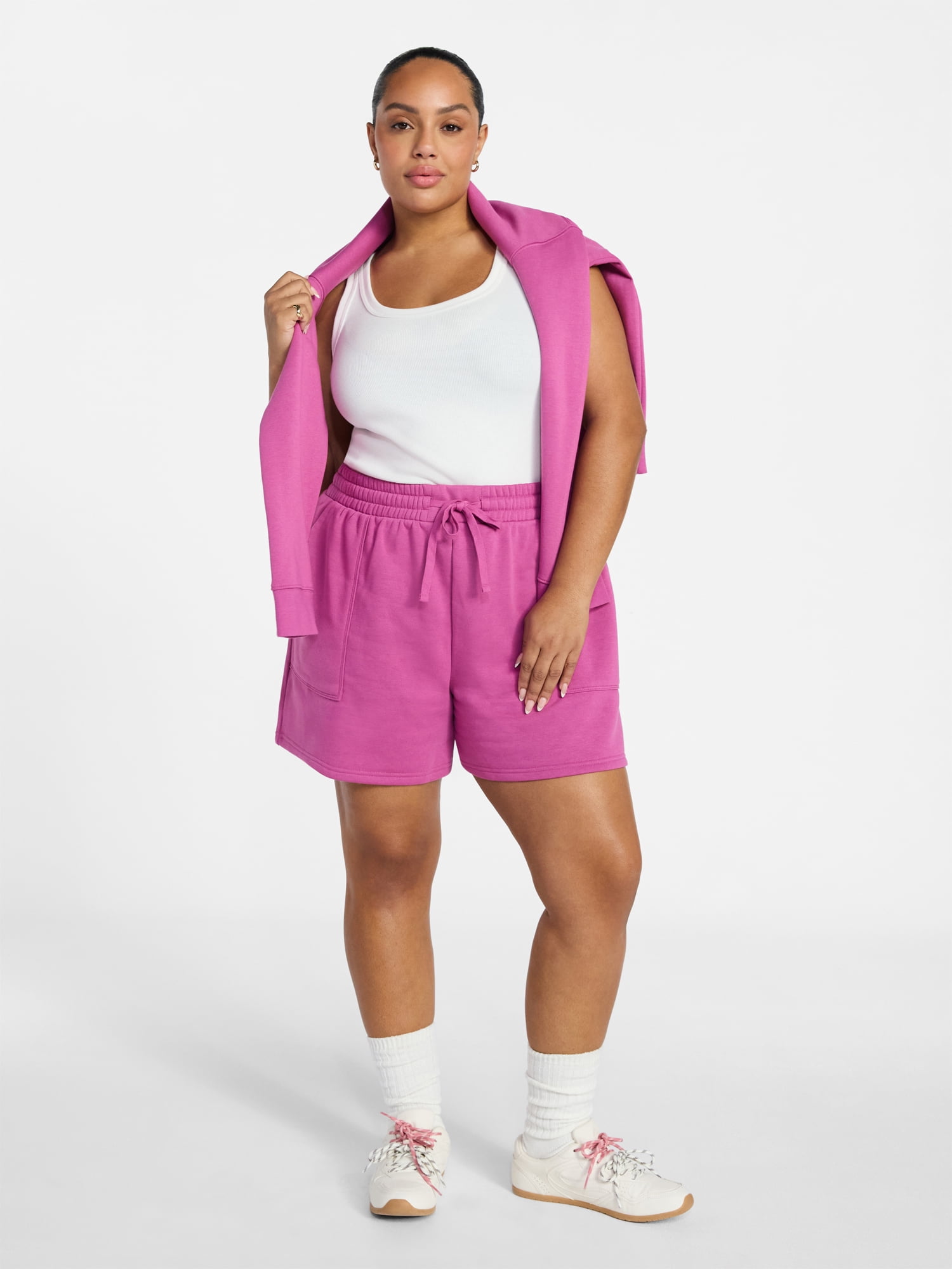 Terra & Sky Women's Plus Size Fleece Shorts with Pockets, Sizes 0X-5X