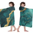 thumbnail image 4 of Teal and Gold Marble Glitter Dots Pattern Hooded Bath Towel，60"x35" for Ages 3 To 12 Kids, Quick Dry Lightweight Soft Microfiber Hood Beach Towel Cover Up for Kids, 4 of 7