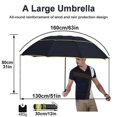 thumbnail image 3 of 130cm Extra Large Golf Umbrella, Foldable, Stormproof, Windproof, Waterproof, Double Layer Umbrella Cover, 3 of 5