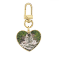 thumbnail image 1 of Bulldog Pet Photography Picture Gold Heart Keychain Metal Keyring Holder, 1 of 3