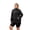 Black, variant on Plus Size Waffle Knit Zip up Jacket for Women, Long Sleeve Stand Collar Casual Outerwear with Pockets