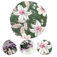thumbnail image 3 of 1 Pc Dama Doble Capa Gorro de Ducha Flores Lirio para Baño Vacaciones Verde Satén PEVA, 3 of 3