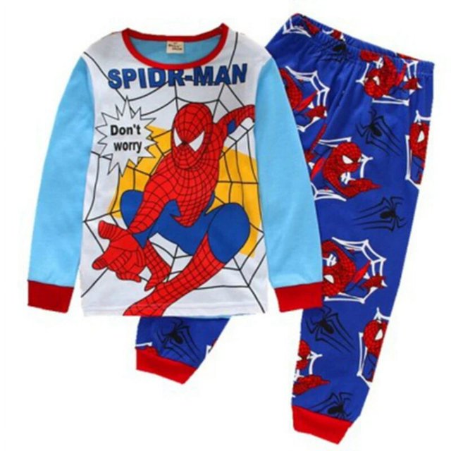 Pijamas de Spiderman para niños y niñas, ropa de dormir de manga larga, traje de Mickey Mouse, ropa de dormir de Frozen, otoño