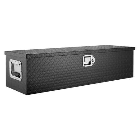 Truck Bed Tool Box, Aluminum Diamond Plate Storage Box with Lock