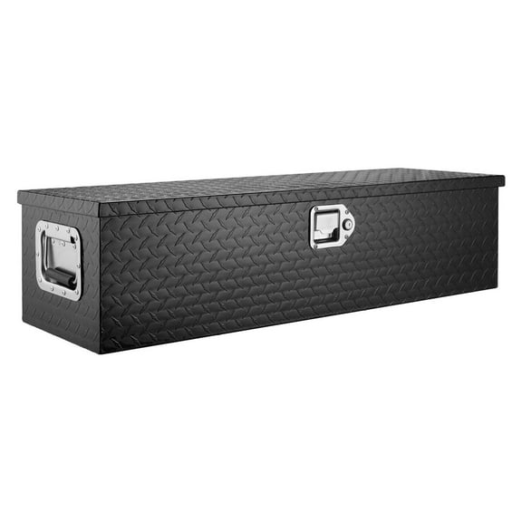 Truck Bed Tool Box, Heavy Duty Aluminum Diamond Plate Toolbox with Lock, 39x13x10in Black