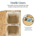 thumbnail image 6 of Best Choice Products Large Natural Water Hyacinth Double Laundry Hamper Basket w/ 2 Liner Bags, Handles - Natural, 6 of 9