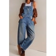 thumbnail image 3 of sicmoss Women's Blue Y2K Baggy Wide Leg Bib Overalls Adjustable Strap with Pockets, 3 of 6