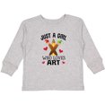 thumbnail image 3 of Inktastic Artist Just a Girl Who Loves Art Girls Long Sleeve Toddler T-Shirt, 3 of 5