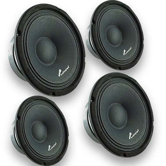 2 Pair Audiopipe 8 Mid Bass Loud Speaker 2000W 8 ohms 2 Voice Coil Black