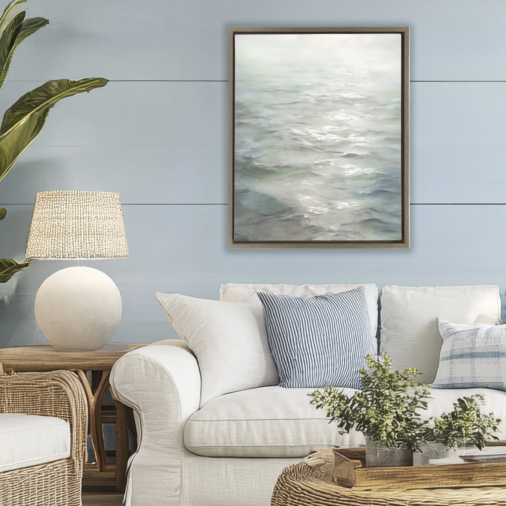 Stupell Industries Shallow Reflections on Sea Brown Framed Floater Canvas Wall Art, design by Riley B