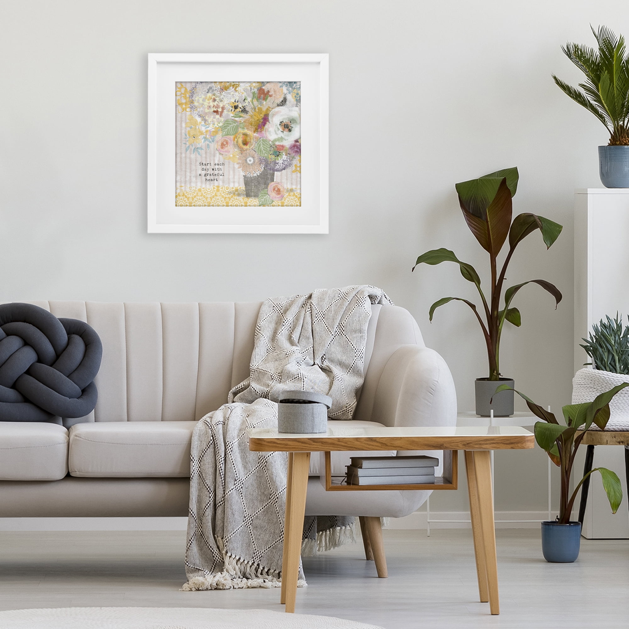 Stupell Industries Floral Inspirations Grateful Heart White Framed Print Under Glass, design by Suzanne Nicoll