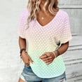 thumbnail image 2 of ibuvkizy Womens Tops Clearance,Short Sleeve Shirts for Women,Women's Fashion Solid Color Short-sleeved V-neck Loose Casual Tops,Plus Size Blouses Shirts,Summer Casual Graphic Tees, 2 of 8