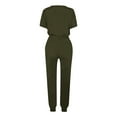 thumbnail image 5 of Honeeladyy 2 Piece Summer Sets for Women Comfy Loungewear Sets Short Sleeve Pullover With Drawstring Long Pants Jogger Set Army Green M, 5 of 5