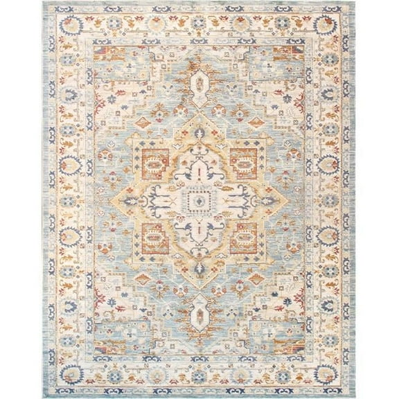 Heritage Design L. Blue Fabric Area Rug- 4' 0' X 6' 0'