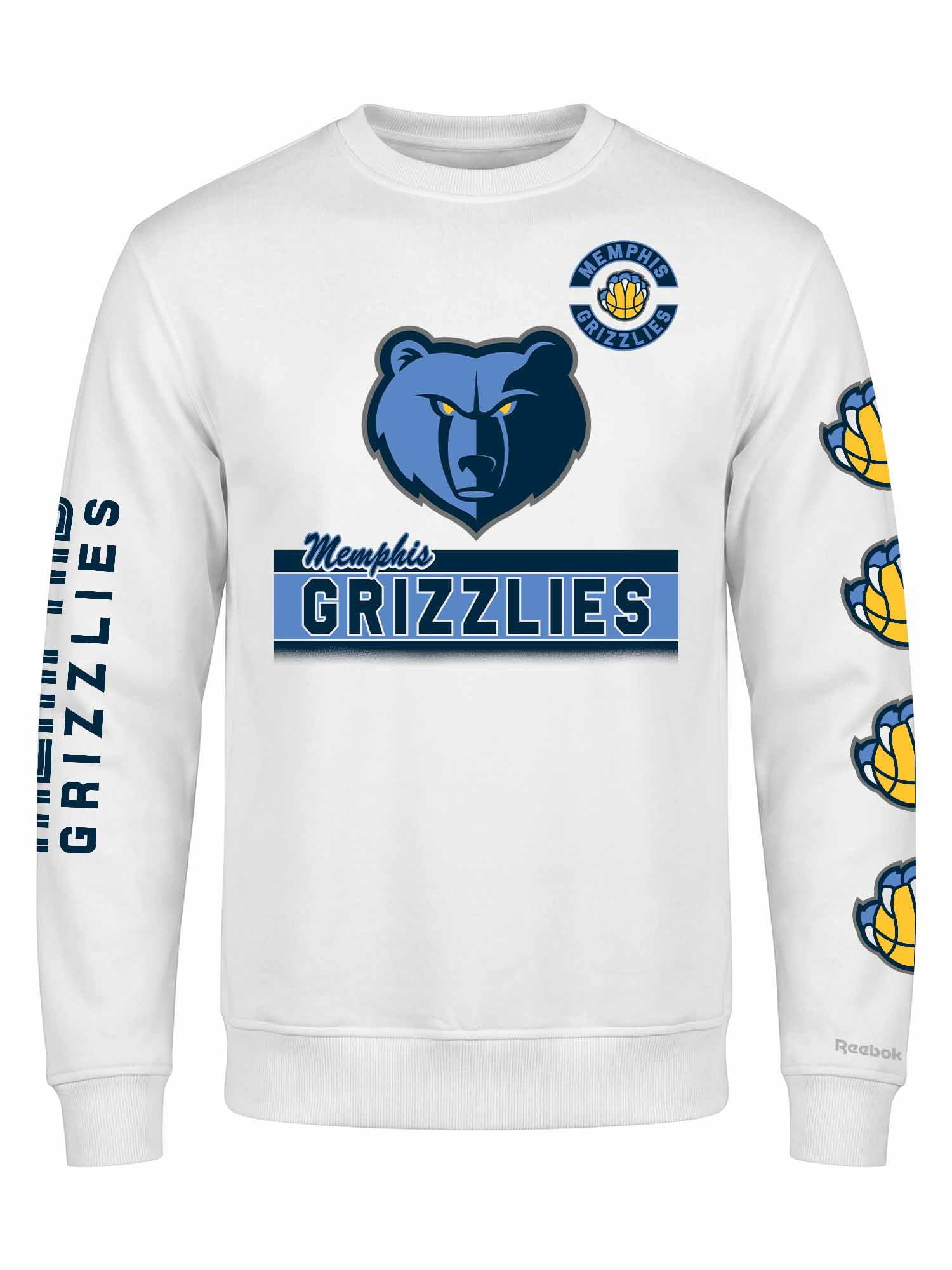 Memphis Grizzlies Reebok Mens White Crew Sweatshirt