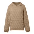 thumbnail image 5 of Women's Solid Color Quilted Pocket Hoodie Casual Pullover Tops for Fall Fashion, 5 of 6