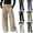 Beige, variant on uublik Womens Cargo Pants With Pockets Black Elastic High Waisted Pants Wide Leg Baggy Casual Trousers Hiking Streetwear Outfits with Pockets